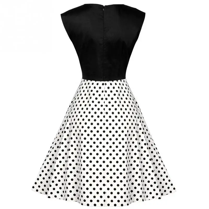 Новое модное женское элегантное платье без рукавов в горошек с принтом стиле
