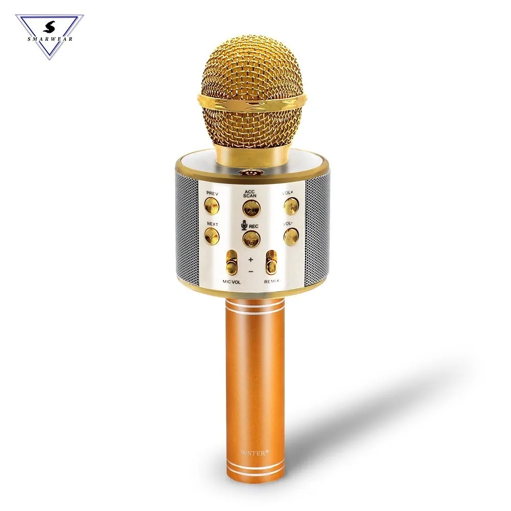 WSTER WS858 беспроводной bluetooth микрофон для караоке стерео KTV USB динамик плеер TF карта