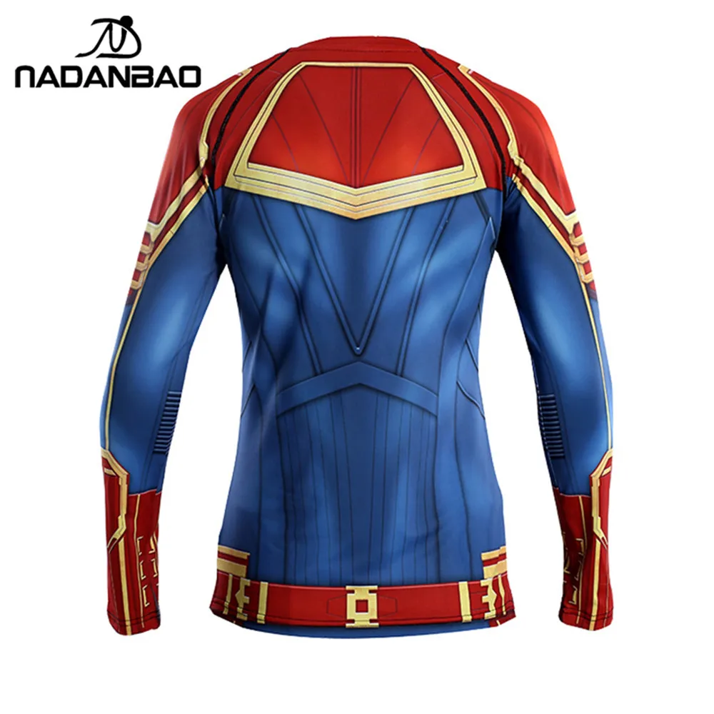 NADANBAO 3D супер герой Футболка косплей Капитан костюмы женская футболка Carol Danvers для девочек футболка плюс размер