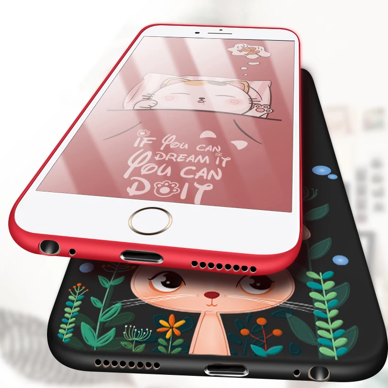 Противоударный чехол для iPhone X 6S 6 7 8 Plus силиконовый милый мультфильм задняя