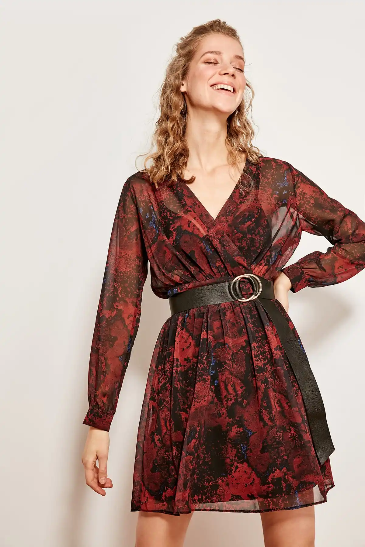 Trendyol разноцветное платье с узором однобортное TOFSS19XO0020|Женские платья| |