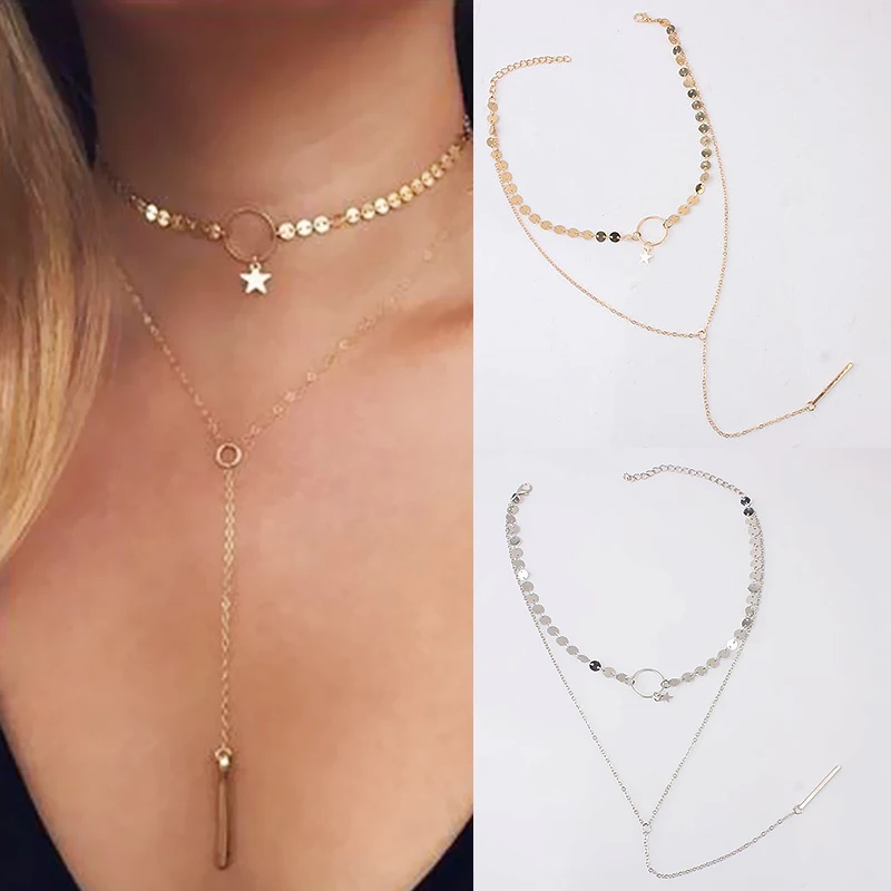 New Fashion 1PC Adjustable Graceful Star Handmade Long Tassel Necklace Double Layer for women Party jewelry | Украшения и