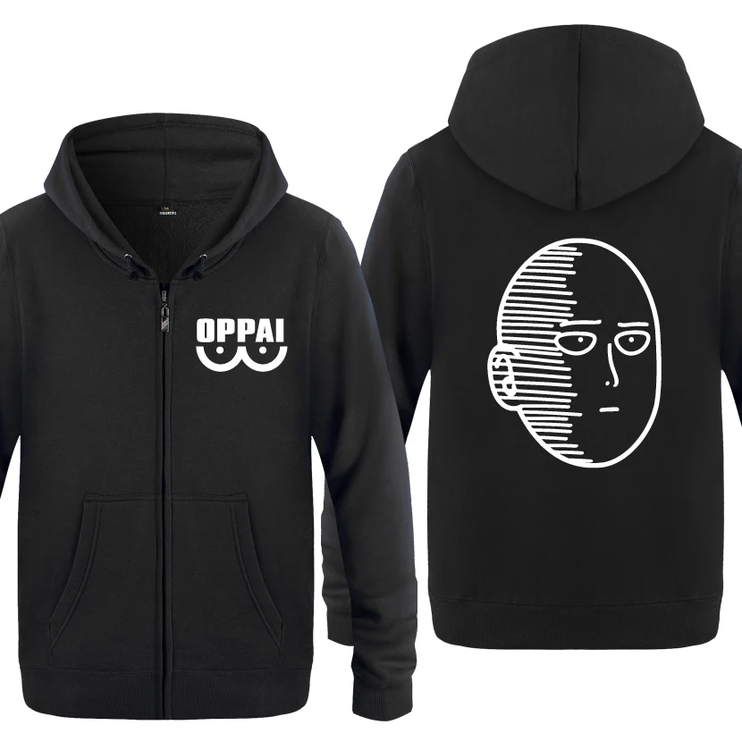 One Punch один Oppai с рисованным аниме кофты Для мужчин 2018 s капюшоном и застежкой