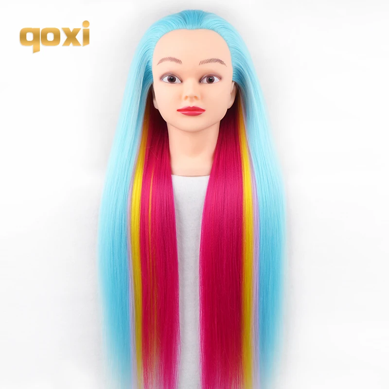 Qoxi Professional training heads with long thick hairs practice Hairdressing mannequin dolls hair Styling maniqui tete for sale |