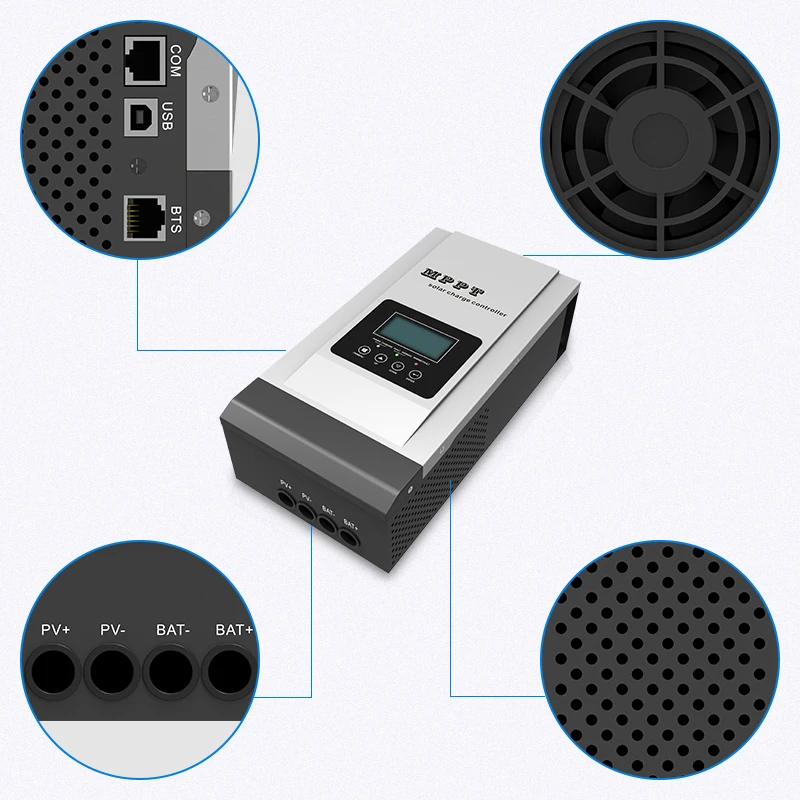 MPPT Солнечный контроллер 80A 12V/24V/48V Солнечное зарядное устройство батарея 36V