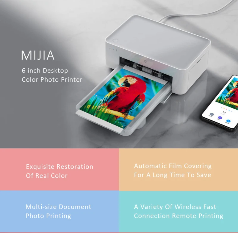 Xiaomi Mijia Mi фотопринтер сублимация тепла тонко восстанавливает истинный цвет авто