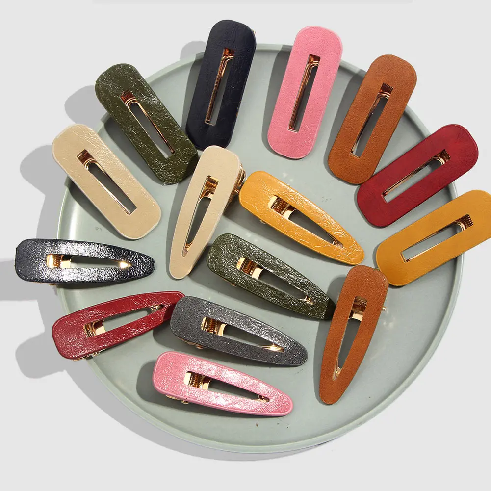 Женские кожаные шпильки геометрической формы Flatfoosie простой цветной аксессуар