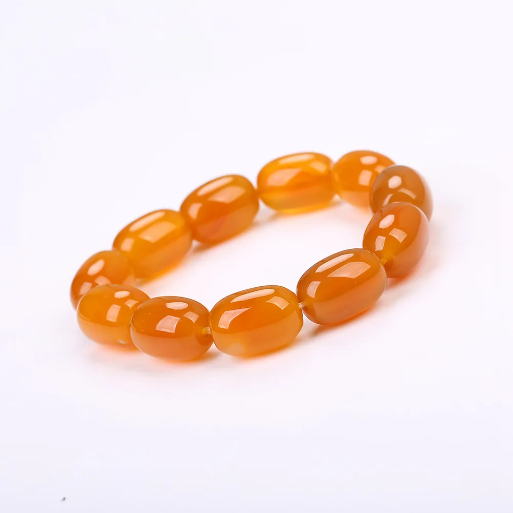 Мужской браслет из натурального агата желтый Нефритового хрусталя