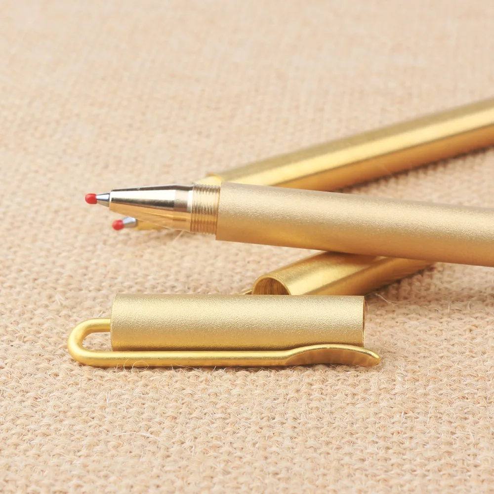 

Clip Brass Pen Pure Brass Pen Metal Gel Pen Stationery Scrub Hand Custom Logo