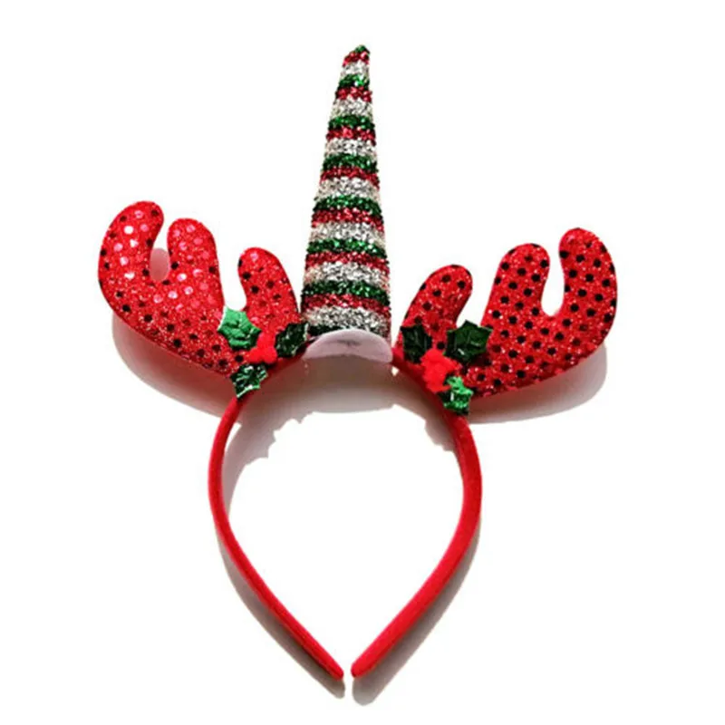 Повязка на голову с роговыми рожками Рождество нарядное платье изображением