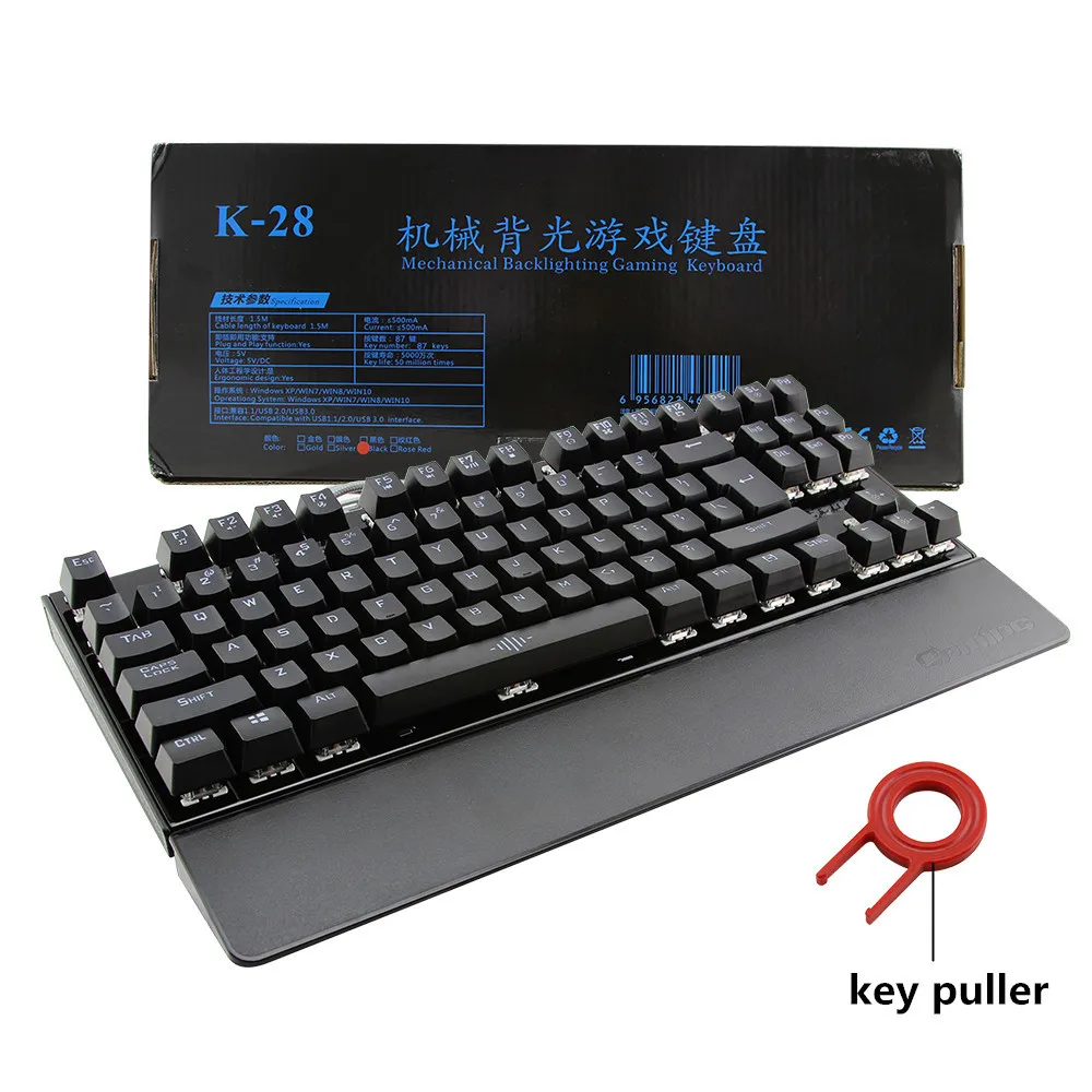Игровая Механическая USB Проводная клавиатура синий красный переключатель 87