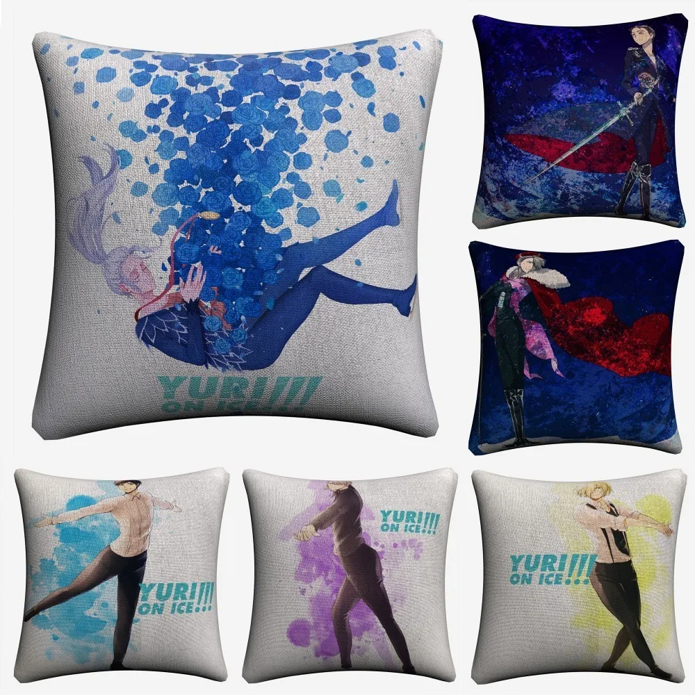 Yuri On Ice Акварельная искусство мягкие хлопковые льняные наволочки 45x45 см винтажная