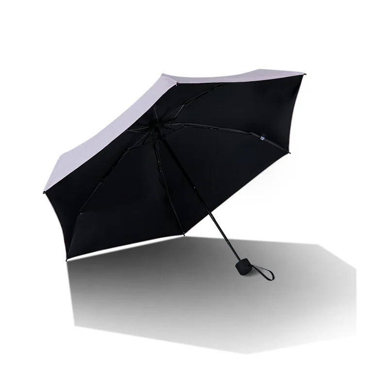 Concise Plain Colour Sunscreen Rays Black Rubber Sunshade Folding Umbrella Rain Women Parasol | Дом и сад