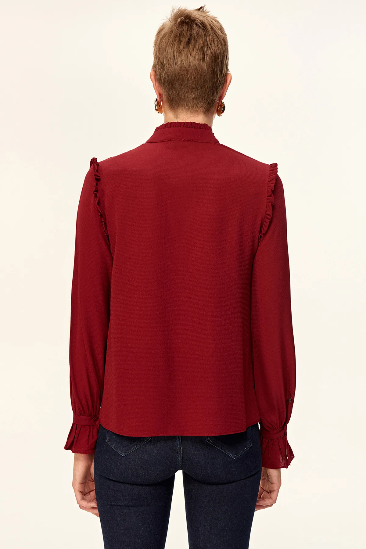 Trendyol бордовые Блузы с оборками TOFAW19FG0045| |