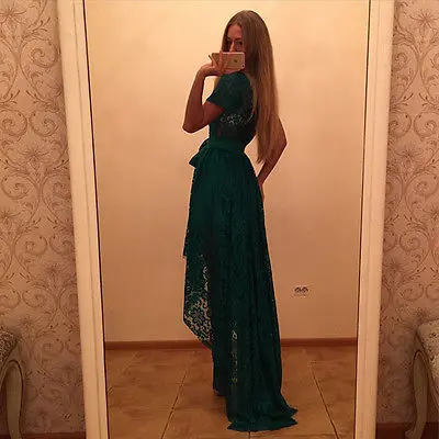 Женское кружевное платье с коротким рукавом Коктейльные Вечерние платья в пол