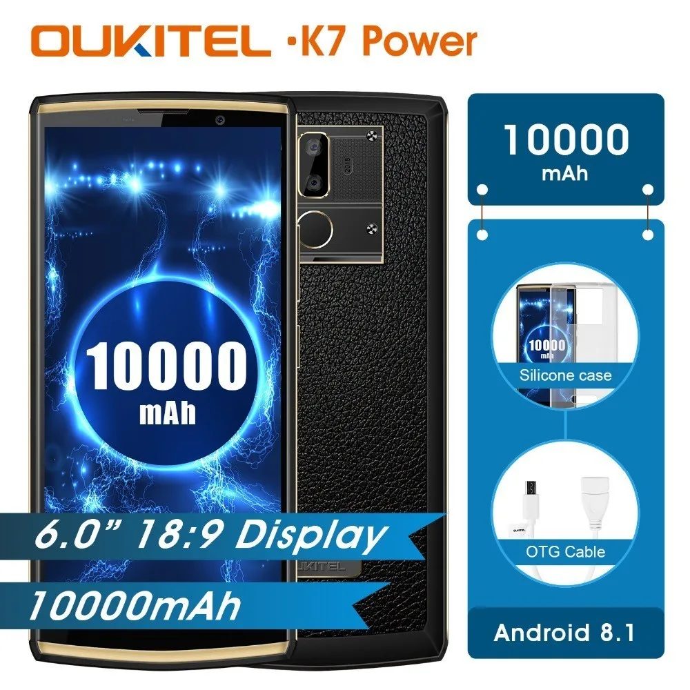 OUKITEL K7 power 2g Ram 16g Rom мобильный телефон Android 8 1 Mt6750t Восьмиядерный 6 0 &quotHd + 13.0mp 2.0mp 10000mah