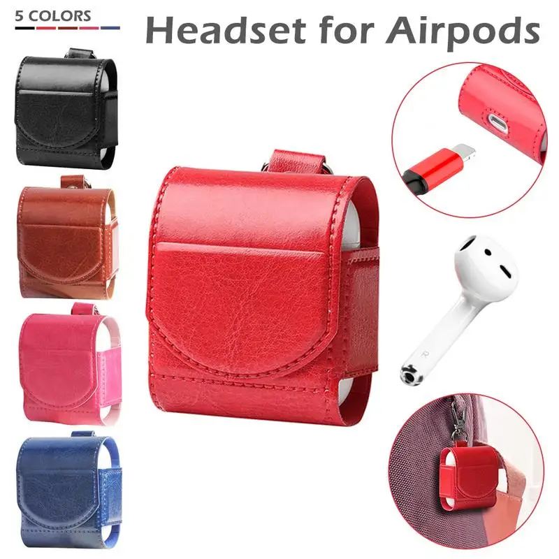 Чехол для наушников Air Pods беспроводная гарнитура кожаный чехол с подвесным