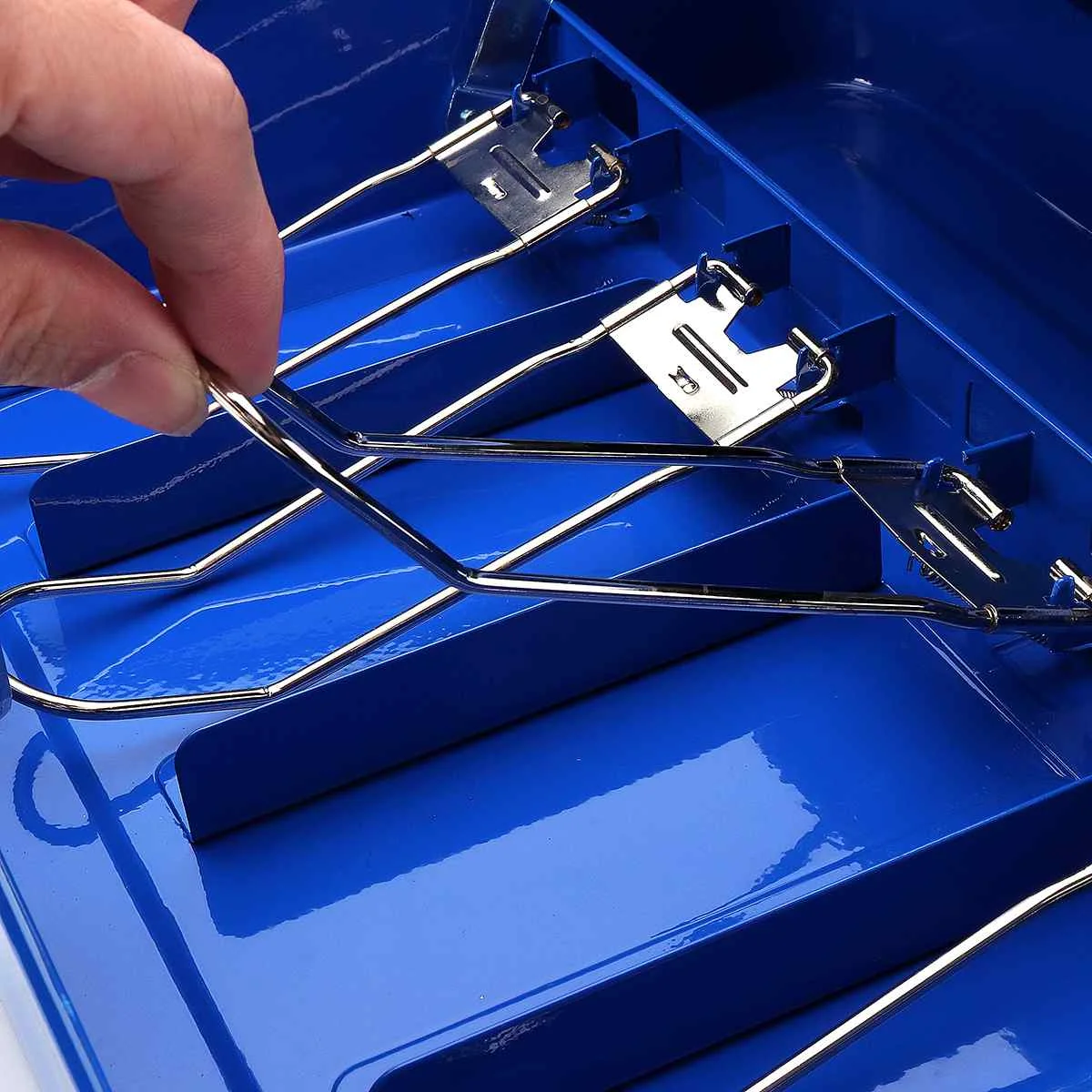 12 дюймовый синий Портативный ящик для наличных денег с ящиком запираемый