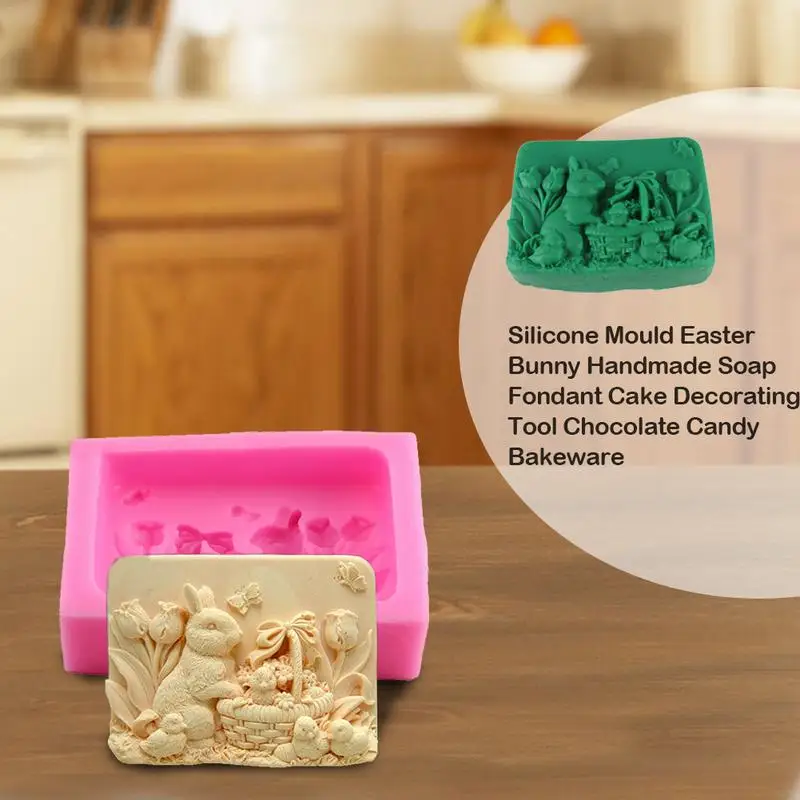 Пасха 3D кроликов Торт Животных Форма Силиконовая Fondant Mold Кухня печенья мыло с