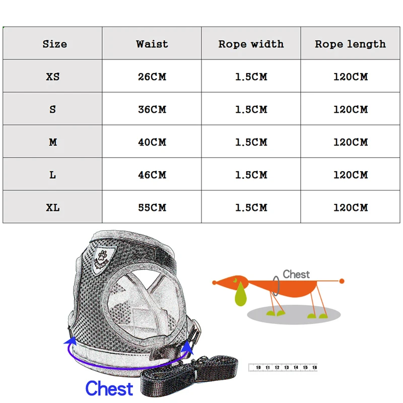 Sale 1PC Dog Harnes Small Medium Dogs Popular Lead Leash Mesh Pug Nylon Vest Pets Supplies | Collars Harnesses &amp Leads