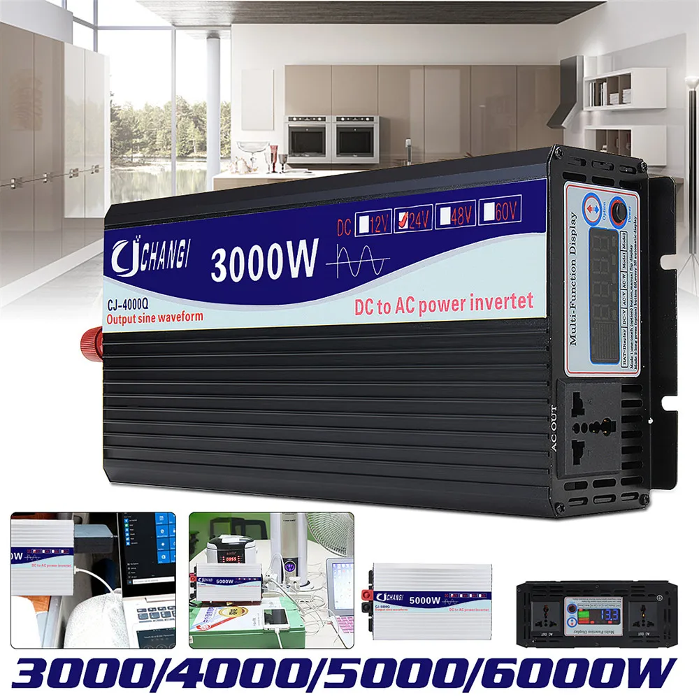 DC 12V/24V к переменному току 220V 6000/5000/4000/3000W инвертор с чистым синусом Мощность