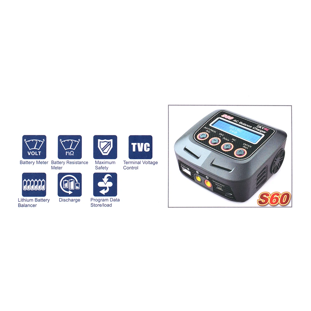 Подлинное SKYRC S60 60 Вт Зарядное устройство переменного тока/зарядное СОП 100-240 В для