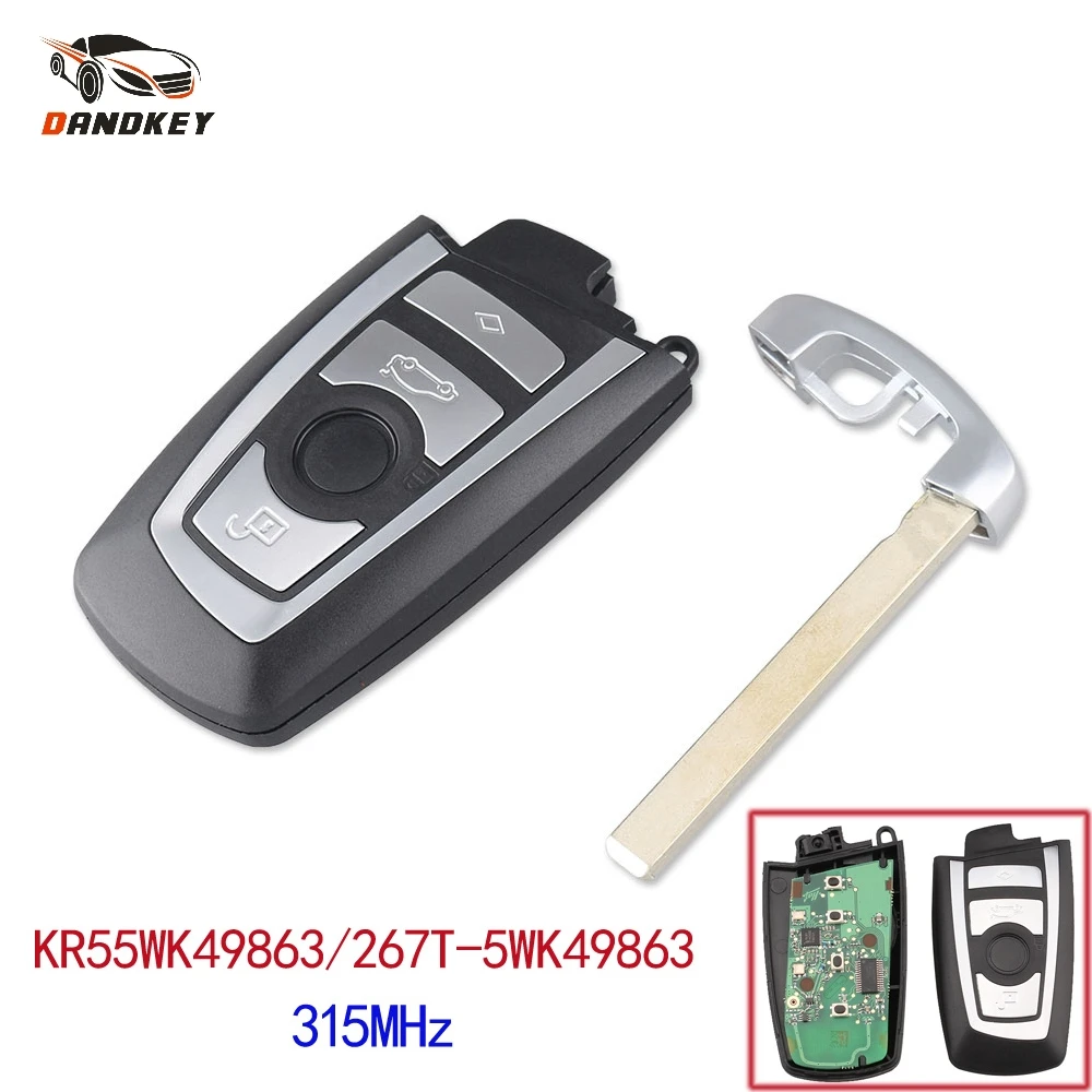 

Dandkey 4 Button Fob For BMW CAS4 5 7 Series KR55WK49863 267T-5WK49863 315Mhz Intelligent Smart Remote Key New Arrival key shell