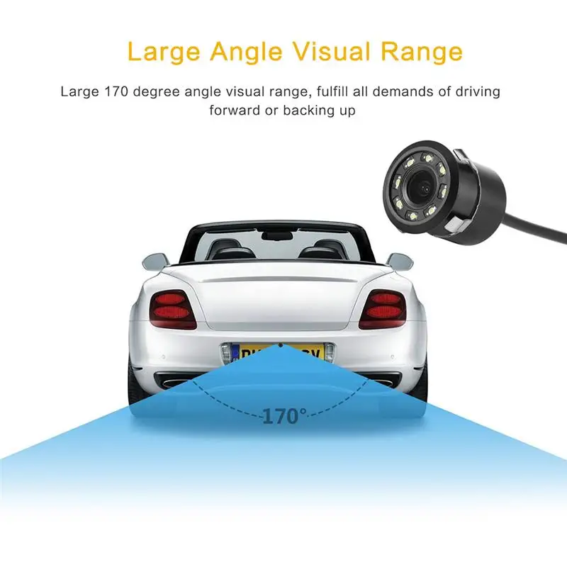 AOZBZ Waterproof Car Backup Camera Rear View 8 LED Night Vision 170 Degree Parking System For 12V Cars | Автомобили и мотоциклы