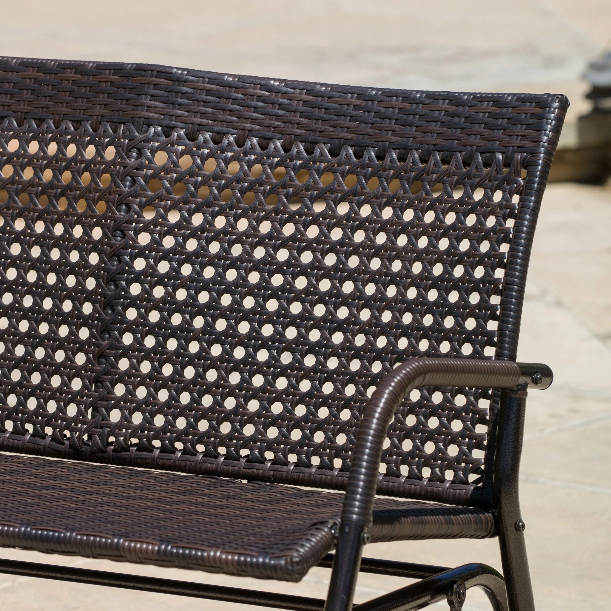 Burbank Outdoor Brown Wicker Glider Bench | Мебель