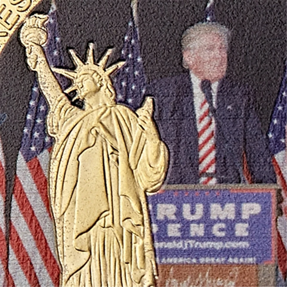 45-й президент США Дональд Трамп и первая леди Позолоченные знаменитые сувенирные