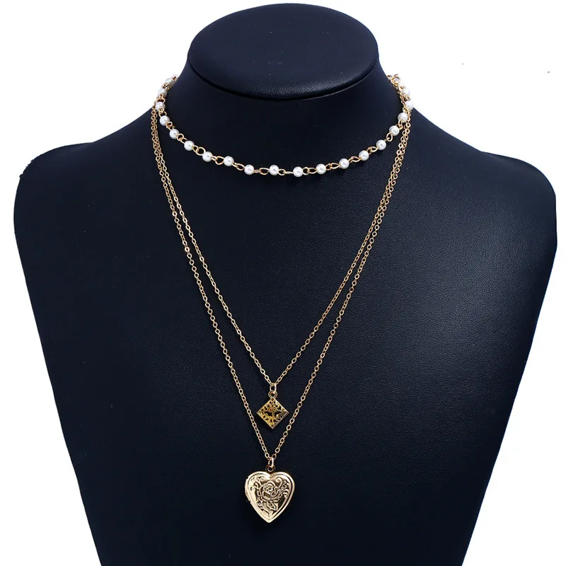 KingDeng Gold Necklace Long Link Chain Punk Necklaces Pendants Harajuku Gothic Heart Jewlery Hiphop Lover 2019 Valentine's day |