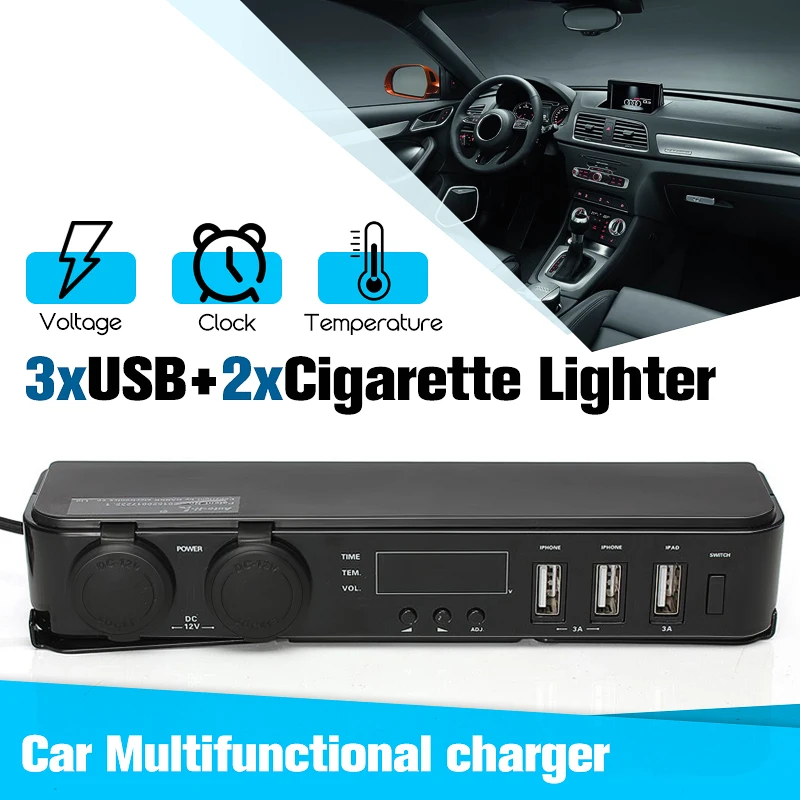 12V розетка для автомобильного прикуривателя со светодиодный 12V разъем USB адаптер зарядное устройство w/Автомобильный светильник 150W 5V зарядка автомобильные аксессуары