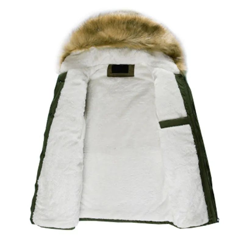 Men's Parkas New X-long Korean Solid Velvet Thick Zipper Warm Coat Hoodie Parkas Man Winter Jacket Large Size S-4XL