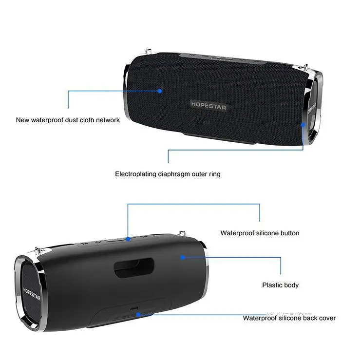 A6 портативный Водонепроницаемый Bluetooth динамик с внешним аккумулятором