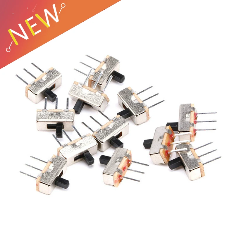 

100PCS/Lot SS12D00G3 New Mini Vertical Slide Switch 1P2T 3 Pin Toggle Switch SMD PCB DPDT Vertical Switch