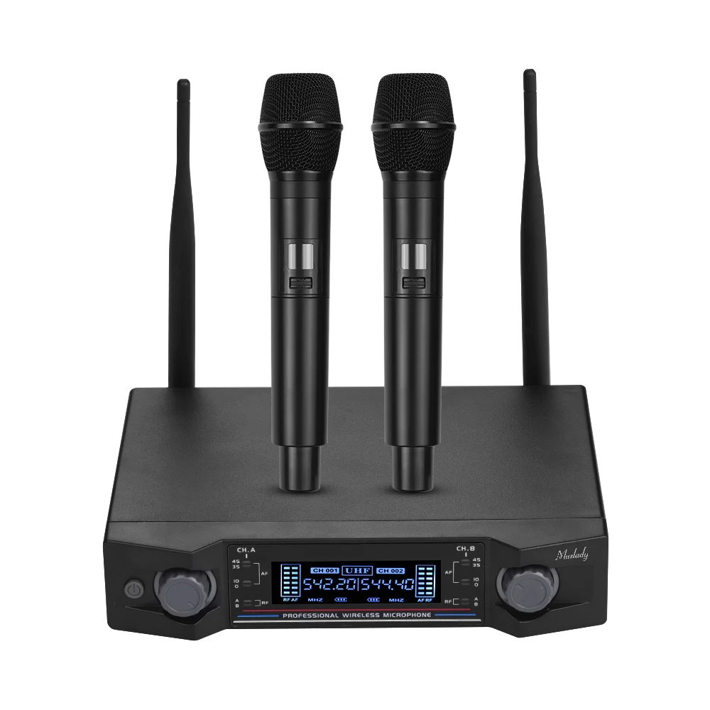 Беспроводная микрофонная система Muslady U2 UHF 2 ручных микрофона и 1 приемник с ЖК