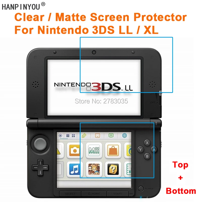 Защитная пленка для Nintendo 3DS LL / XL (верх + низ) прозрачная глянцевая/Антибликовая