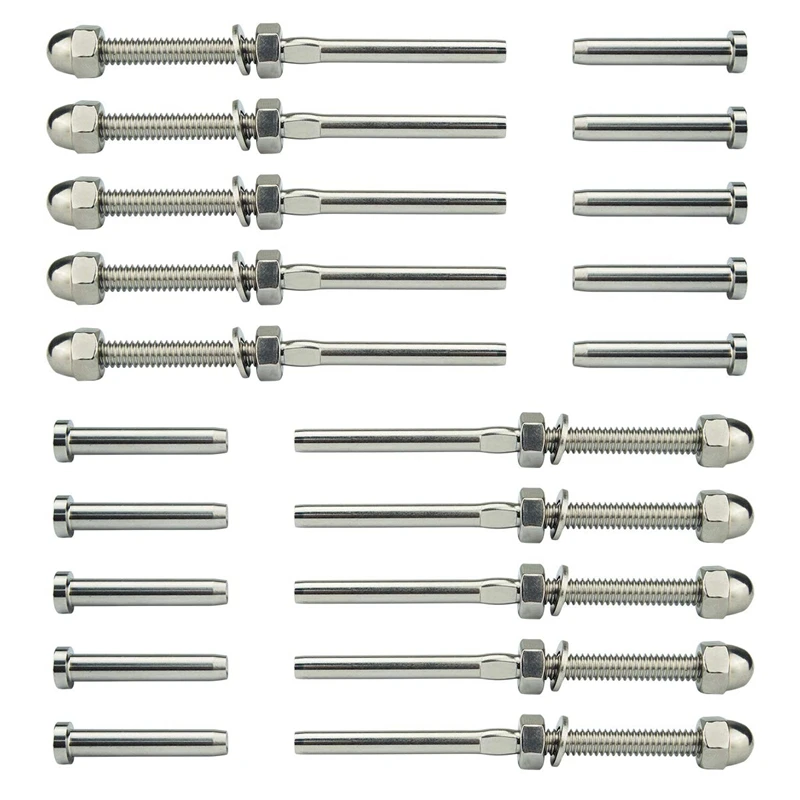 Threaded Bolt And Pedal Ball Cable Railing Kit End Fitting 0.32 Cm T316 Marine Grade Stainless Steel Stair Tread Rail Wood Col |