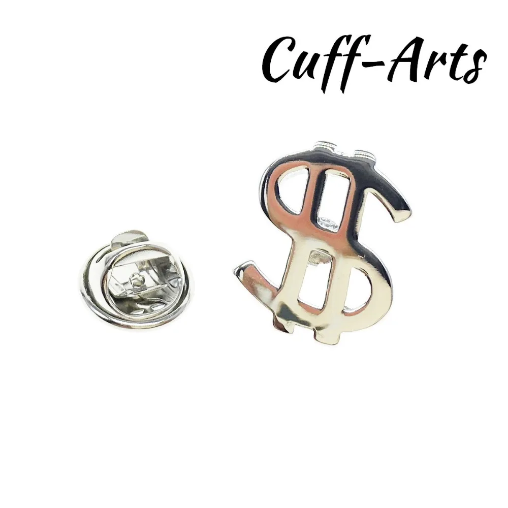 

Cuffarts Mens Brooches 2018 New Arrival Dollar Sign Lapel Pins Sterling Silver For Mens Gifts Party Fashion Brass Brooch P10135