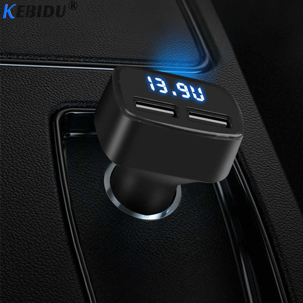 KEBIDU Dual USB Port Phone Charger 4 in 1 Car Cigarette Adapter DC 12-24V 3.1A Temperature/Voltage/Current LED Display | Мобильные