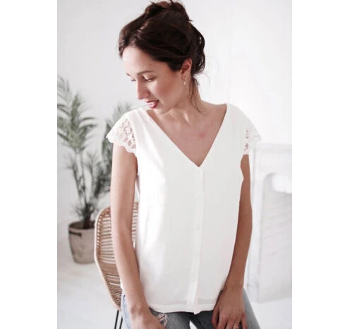 Top Loose Backless Lace V-neck Shirts Fashion Ladies Casual Blouse Tops Shirt Women Short Sleeve Summer Clothes |