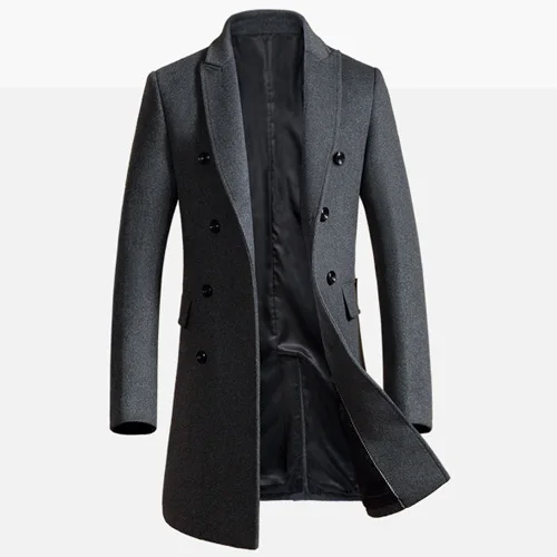 Для мужчин длинный плащ пальто 2017 Зима Шерстяное Slim Fit кашемировое куртки человек