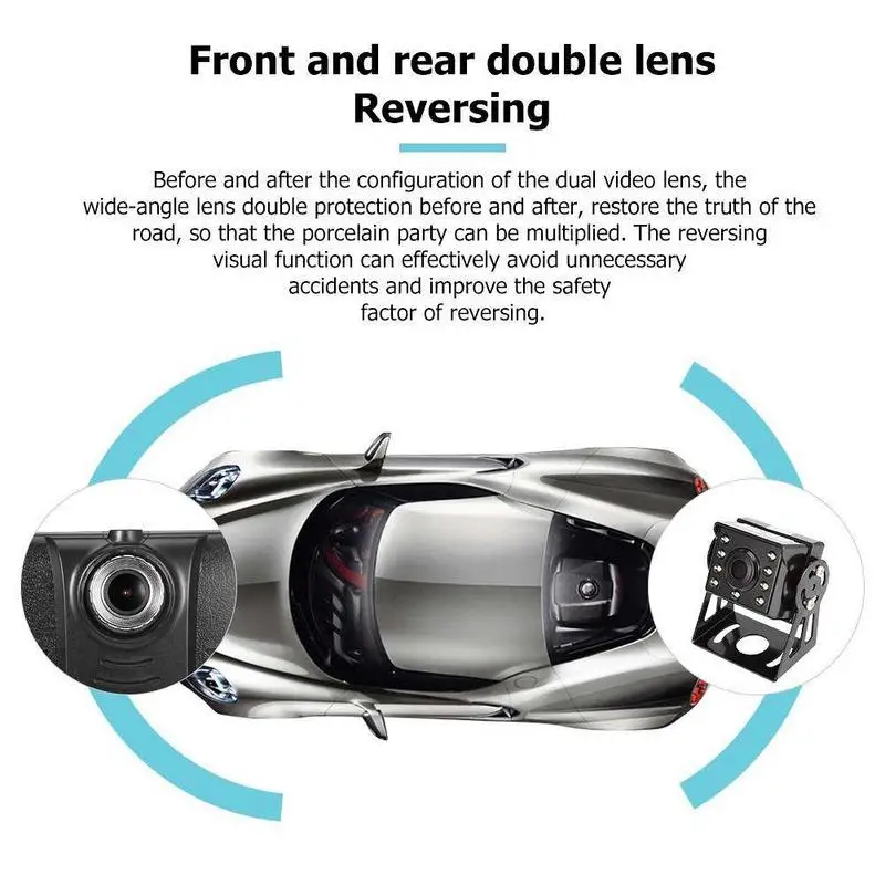 7 Inch 170 Degree KELIMA HP-988T Car DVR Camera Dual Lens Night Vision Dash Cam Recorder Dual-core CPU 1080P HD Rear View | Автомобили и