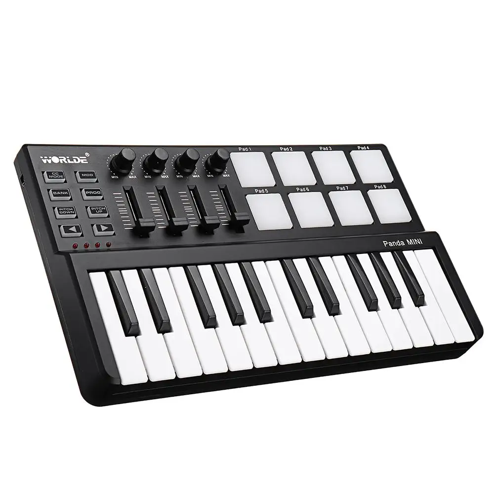 WORLDE Panda 25-клавишная Мини Портативная USB клавиатура барабанная панель и MIDI
