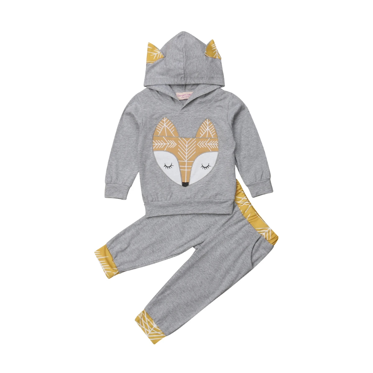 Autumn Winter Baby Clothes Set 2pcs Newborn Infant Boy Girl Long Sleeve Hooded Fox T Shirt Tops Pants Kids | Детская одежда и