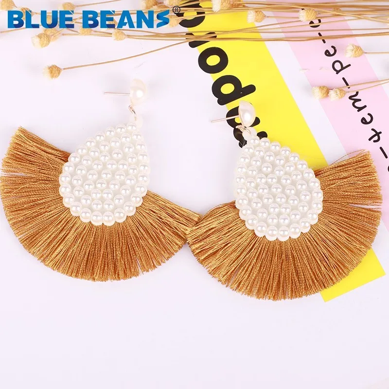 Серьги с кисточками Boho мода имитация жемчуга для женщин ювелирные изделия