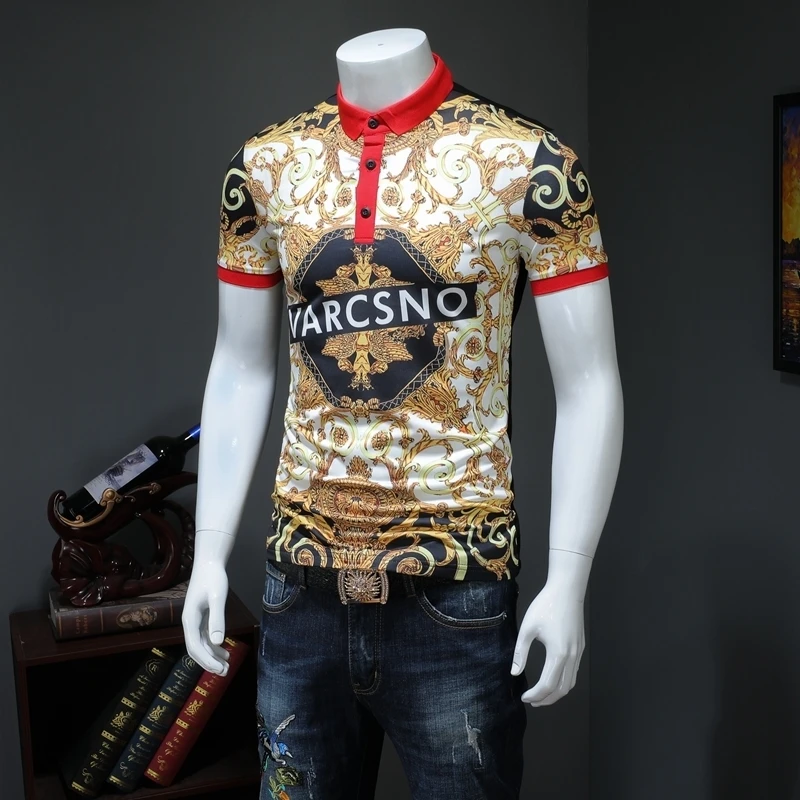 Para Hombrepolo Homme Для мужчин s одеть Camisa поло Мода Дизайн печати отложным воротником
