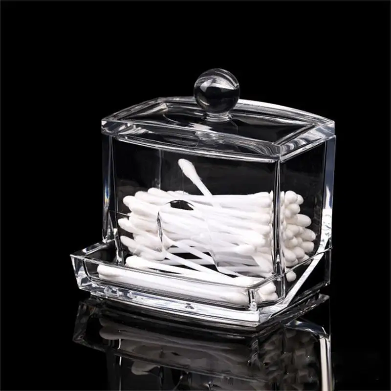 DIY Clear Acrylic Makeup Storage Box Cotton Swab Organizer Cosmetic Holder Portable Swabs Stick Container | Дом и сад