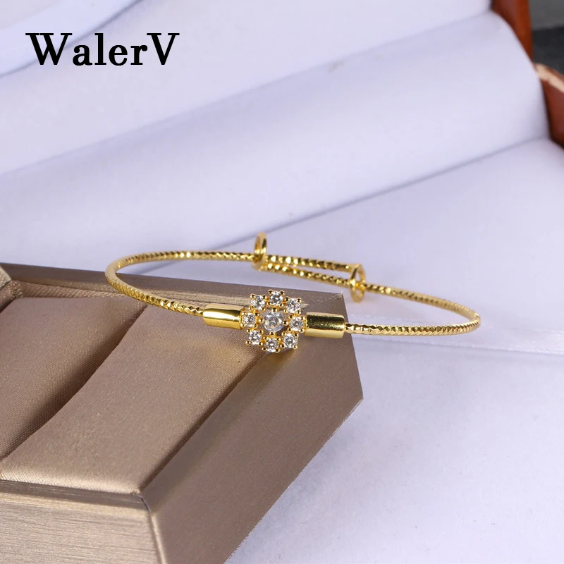 WalerV 925 Fashion Jewelry Charm for Women Custom Luxury Brand Bracelets Gold Color Zircon Bracelet Men Send The Best Gift | Украшения и