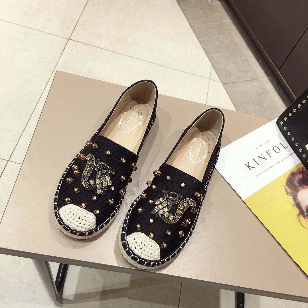 Женские эспадрильи дизайнерские женские туфли с заклепками в рыбацком стиле